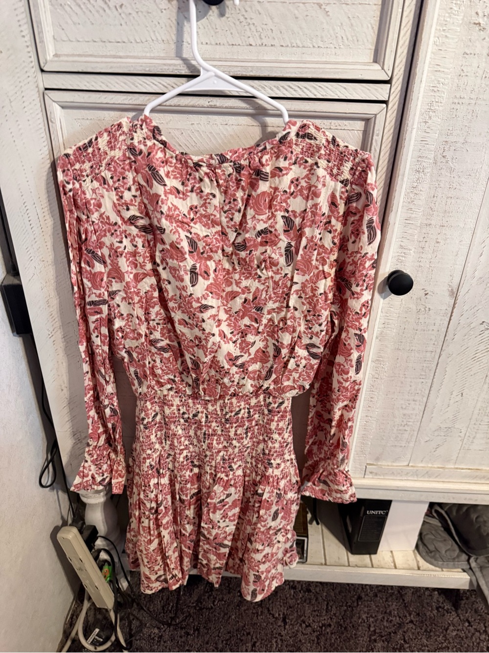bishop + young Cream and Pink Floral Long-Sleeve Smocked Dress - Picture 3 of 4